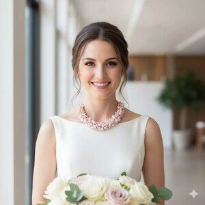 Handmade Multi Beaded Statement Necklace with Ribbon Ties